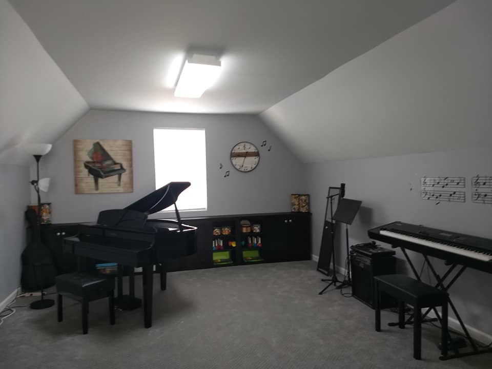 Recording studio interior for A. G. Music Studios -Piano & Vocal Lessons