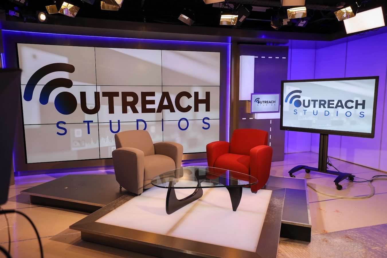 Recording studio interior for Outreach Studios