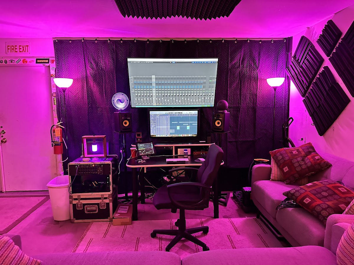 Recording studio interior for Odd Frequency Studio