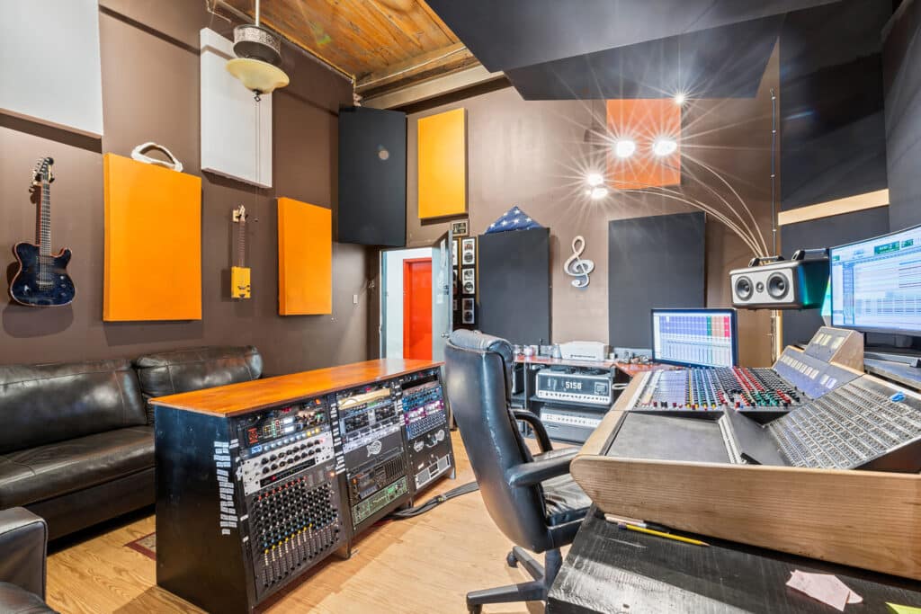 Recording studio interior for Drowning Fish Studio