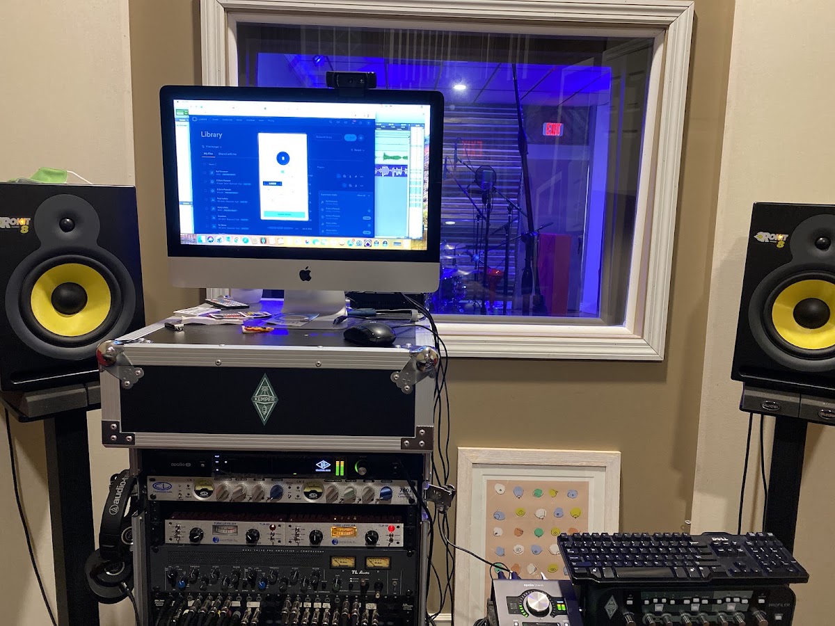 Recording studio interior for The Hit Box Studio
