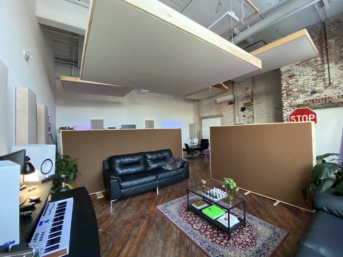Recording studio interior for Soundungeon
